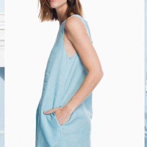 NEW! Blue Sheep Sleeveless Linen Acqua Blue Dress